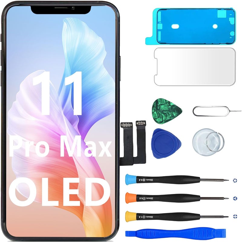M.P. + for iPhone 11 Pro Max OLED Screen Replacement,[FHD][COF][Face ID] Touch Display Digitizer Assembly with Repair Tools Kit,Waterproof Tape - Image 1